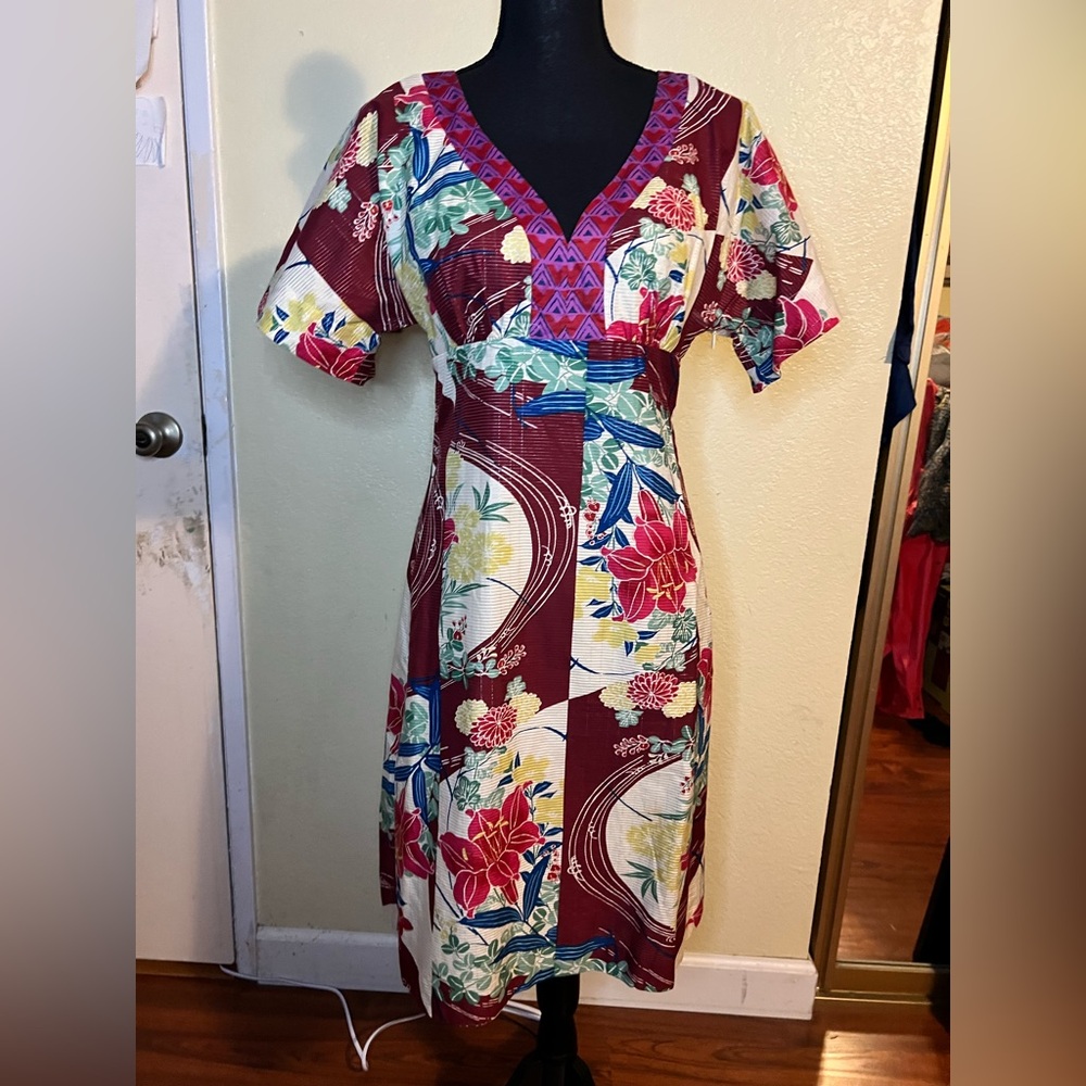 Maeve Anthropologie Multicolor Floral Midi Dress with Slip